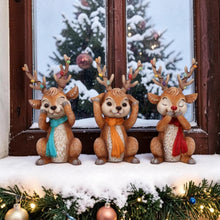 Charger l'image dans la galerie, Christmas Reindeer Ornaments Set 3 See Hear Speak No Evil Festive Figures Gifts
