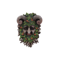 Load image into Gallery viewer, Pagan Horned Forest Guardian Sculpture Green Man Wall Plaque Wiccan Decor
