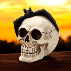 Dark Gothic Skull and Bat Ornament - Occult Halloween Decor