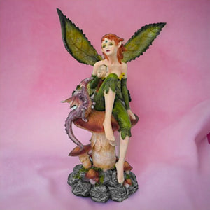 Whimsical Forest Fairy with Dragon Companion Statue, Mythical Figurine, Enchanted Woodland Decor, Fantasy Creature Art, Unique Gift Idea-OsirisTradingUK