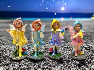 Enchanted Miniature Flower Fairy Figurines, Set of 4 - Whimsical Decor, Perfect for Fairy Garden - Gift Ready with Charming Bags-OsirisTradingUK