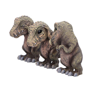 Three Wise T-Rex Dinosaur Figurines Set See No, Speak No, Hear No Evil Figurines