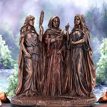 Charger l&#39;image dans la galerie, The Three Fates of Destiny Bronze Figurine 19cm – Mythological Resin Ornament
