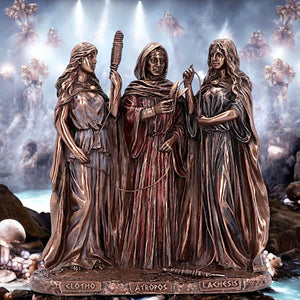 The Three Fates of Destiny Bronze Figurine 19cm – Mythological Resin Ornament