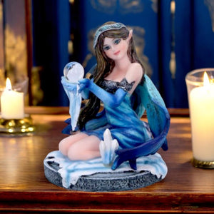 Enchanting Blue Azura Crystal Fairy Statue - Elemental Fantasy Decor 8.3cm