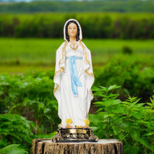 Load image into Gallery viewer, Beautifully Crafted Our Lady of Lourdes 20cm Resin Figurine Statue Religious Decor, Catholic Devotion, Blessed Virgin Mary Collectible
