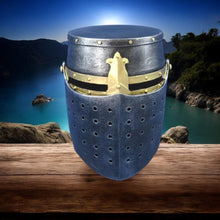 Load image into Gallery viewer, Medieval Crusader Helmet Piggy Bank – Knight Armor Coin Box – Gothic Home Decor
