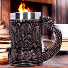 Load image into Gallery viewer, Bronze Viking Tankard Dragon Boat Norse Nordic Valhalla Mug Collectable Art Decor
