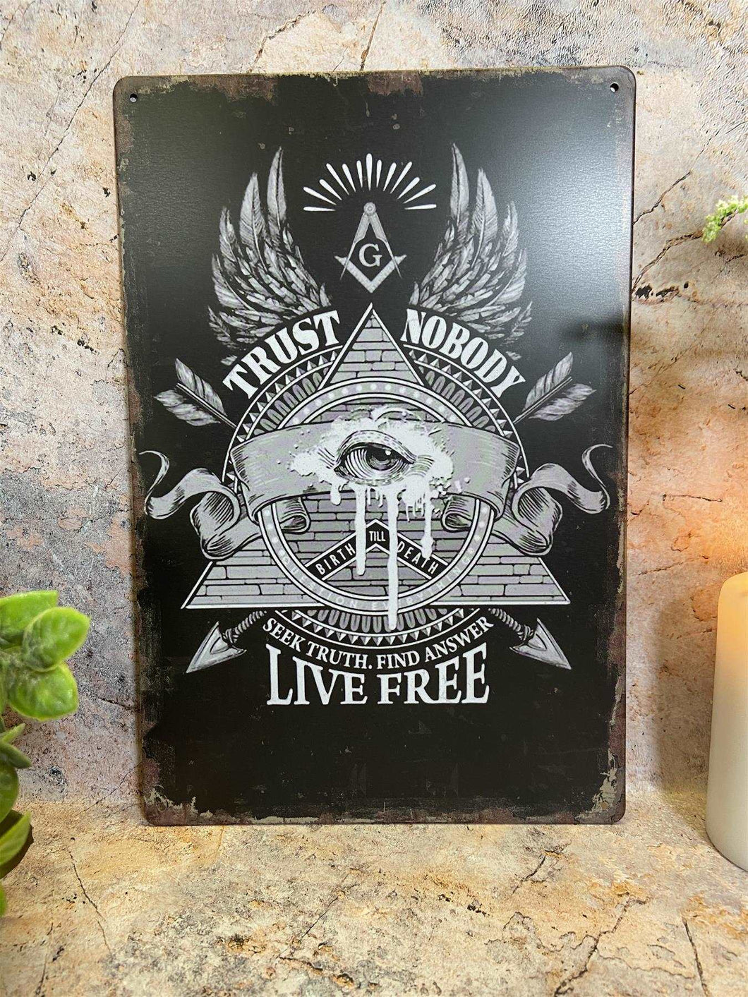 All Seeing Eye Metal Sign Mystical Illuminati Symbol, Spiritual Wall Art, Eye of Providence-OsirisTradingUK