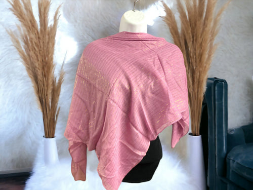 Blush Sparkle Rayon Scarf – Chic Pink Shimmering Wrap, Versatile Accessory (100x100 cm)-OsirisTradingUK