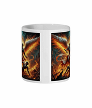 Load image into Gallery viewer, Archangel Michael Defeats Evil - 11 oz Ceramic Mug | Heavenly Protection | Divine Warrior Gift | Inspirational Coffee Mug
