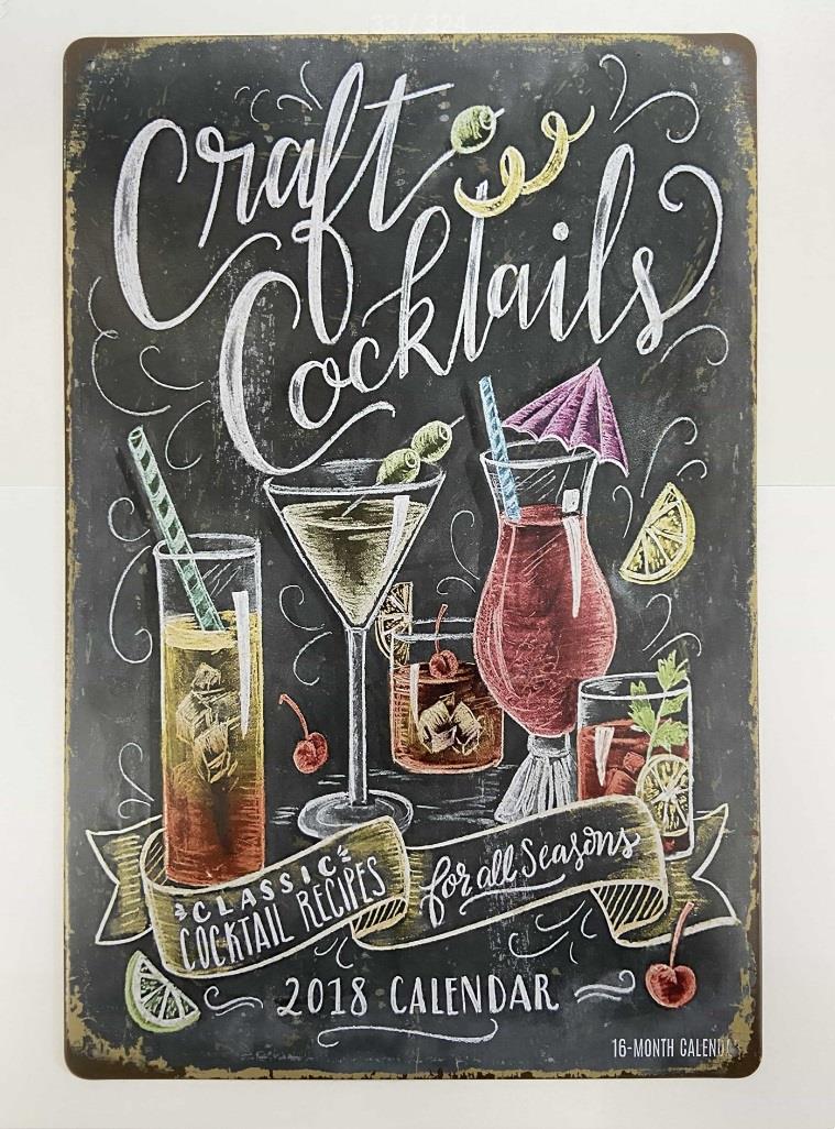 Vintage Style Craft Cocktails Metal Sign Retro Bar Decor Nostalgic Wall Art House Warming Gift