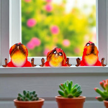 Load image into Gallery viewer, Three Wise Comical Birds Figurines See Hear Speak No Evil Wisdom Ornaments
