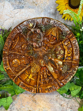 Load image into Gallery viewer, Pagan Wheel of the Year Plaque, Resin Wiccan Sabbat Wall Art, 25 cm Diameter, Detailed Seasonal Festivities Carving, Witchcraft Ritual Decor
