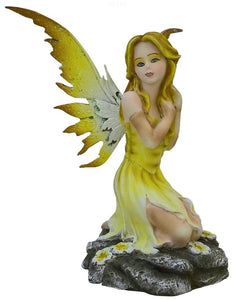 Enchanting Yellow Dress Fairy Figurine Handcrafted Resin 14 cm Tall Statue-OsirisTradingUK