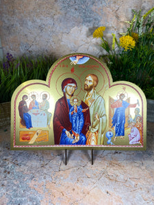 Holy Family Wooden Icon Large Handcrafted Wall Plaque Sacred Christian Art Spiritual Home Decor Unique Religious Gift-OsirisTradingUK