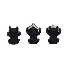 Laden Sie das Bild in den Galerie-Viewer, Three Wise Spell Cats Gothic Set Witchy Figurines Occult Pagan Wiccan Gifts Statue
