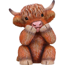 Load image into Gallery viewer, Highland Cow Three Wise Statues Cute Farm Animal Figurines Scottish Gift Home
