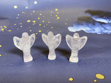 Load image into Gallery viewer, Set of 3 Handcrafted Rose Quartz Guardian Angel Velvet Pouch | Unique Crystal Healing Protection 3.5cm

