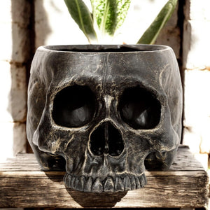 Gothic Skull Garden Planter Resin Plant Pot Dark Fantasy Lawn Patio Decor 19.5cm