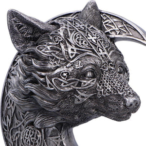 Celtic Crescent Wolf and Moon Ornament Knotwork Sculpture ancient symbolism
