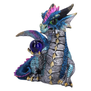 Mystical Crystal Ball Dragon Figurine | Fantasy Gothic Dragon Statue | Resin Ornament 15.5cm
