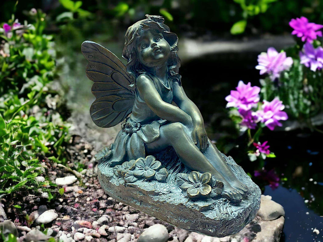 Cherished Meadow Fairy Resin Sculpture, 23cm – Captivating Floral Fairy for Garden or Indoor Grace-OsirisTradingUK