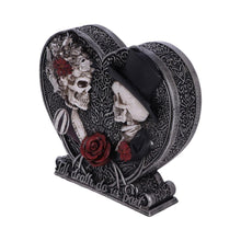 Load image into Gallery viewer, Till Death Do Us Part Skeleton Money Box | Gothic Couple Skull Heart Bank 17.1cm | Gothic Wedding Gift
