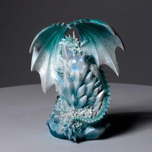 Ice Crystal Dragon Figurine 20.5cm | Fantasy Blue Dragon Resin Statue | Mythical Creature Home Decor Ornament