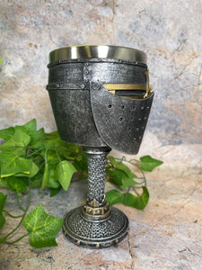 Exquisite Templar Helmet Medieval Style Goblet Handcrafted with Resin and Metal-OsirisTradingUK