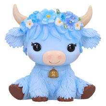 Load image into Gallery viewer, Moo Crew Bluebell Blue Flower Cow Figurine Cute Farmhouse Ornament Decor

