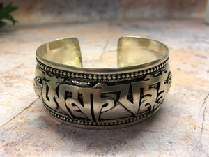 Antique Effect Om Adjustable Healing Bangle Hand Made in Tibet-OsirisTradingUK