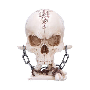 Gothic Viking Nordic Rune Skull Ornament with Bone & Chain Decor Horror Statue