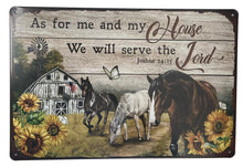 Load image into Gallery viewer, Christian Farmhouse Wall Art As For Me And My House Metal Sign 30 cm
