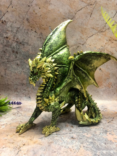 Fierce Green Dragon Statue Gothic Dragons Collection Fantasy Sculpture Hand Made from Quality Designer Resin-OsirisTradingUK