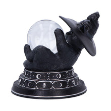 Load image into Gallery viewer, Witch&#39;s Familiar Cat Figurine Crystal Ball Gothic Wiccan Ornament Pagan Occult Art
