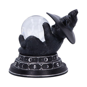 Witch's Familiar Cat Figurine Crystal Ball Gothic Wiccan Ornament Pagan Occult Art