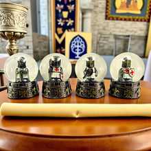Charger l&#39;image dans la galerie, Medieval Knight Snow Globe Set of 4 Templar Figurines Glass Ornament Decor Gift
