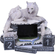 Load image into Gallery viewer, Mother Wolf with Pups Perpetual Calendar Arctic Wildlife Figurine Home Decor
