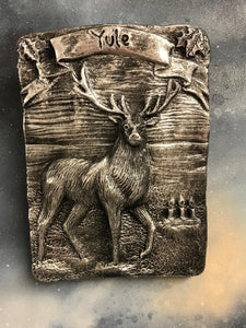 Yule Stag Silver Coloured Wall Plaque Pagan Wiccan Sculpture Ornament-OsirisTradingUK