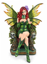 Load image into Gallery viewer, Gothic Emerald Fairy Statue Figurine Green Fantasy Throne Sculpture 46cm
