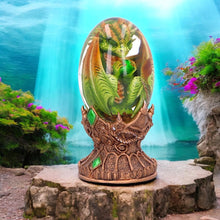 Load image into Gallery viewer, Mystical Green Dragon Egg Ornament - Earth Baby Dragon Collectible Decor
