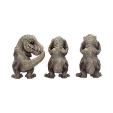 Load image into Gallery viewer, Three Wise T-Rex Dinosaur Figurines Set See No, Speak No, Hear No Evil Figurines
