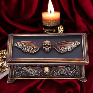 Gothic Skull & Moth Mystical Steampunk Trinket box Ornament fantasy Horror Art Decor