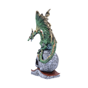 Gothic Dragon on Skull & Spell book Figurine Mythical Fantasy Ornament Art Decor