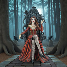 Load image into Gallery viewer, Gothic Raven Queen Figurine Fantasy Lady on Throne Resin Statue 30cm Ornament
