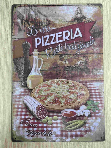 Vintage Style Metal Wall Sign Italian Pizza Paradise Pizzeria Kitchen Decor Man Cave Summer House Decoration-OsirisTradingUK