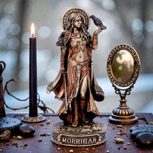 Load image into Gallery viewer, Small Morrigan Goddess Figurine Celtic War Deity Crow Statue Pagan Mythology

