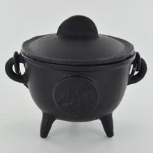 Load image into Gallery viewer, Cast Iron Tree of Life Cauldron Wiccan Altar Tool Pagan Witchcraft Ritual Burner
