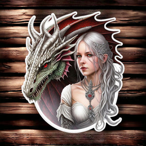 Enchanting Dragon Guardian & Elven Maiden Metal Wall Art – Mystical Fantasy Decor, Majestic Dragon Collectible, Enchanted Realm Home Accent